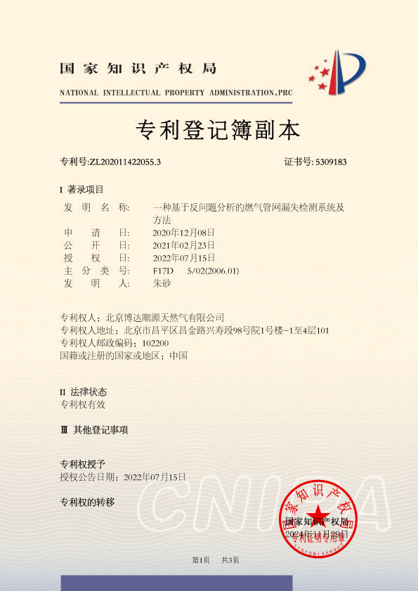 专利登记簿副本